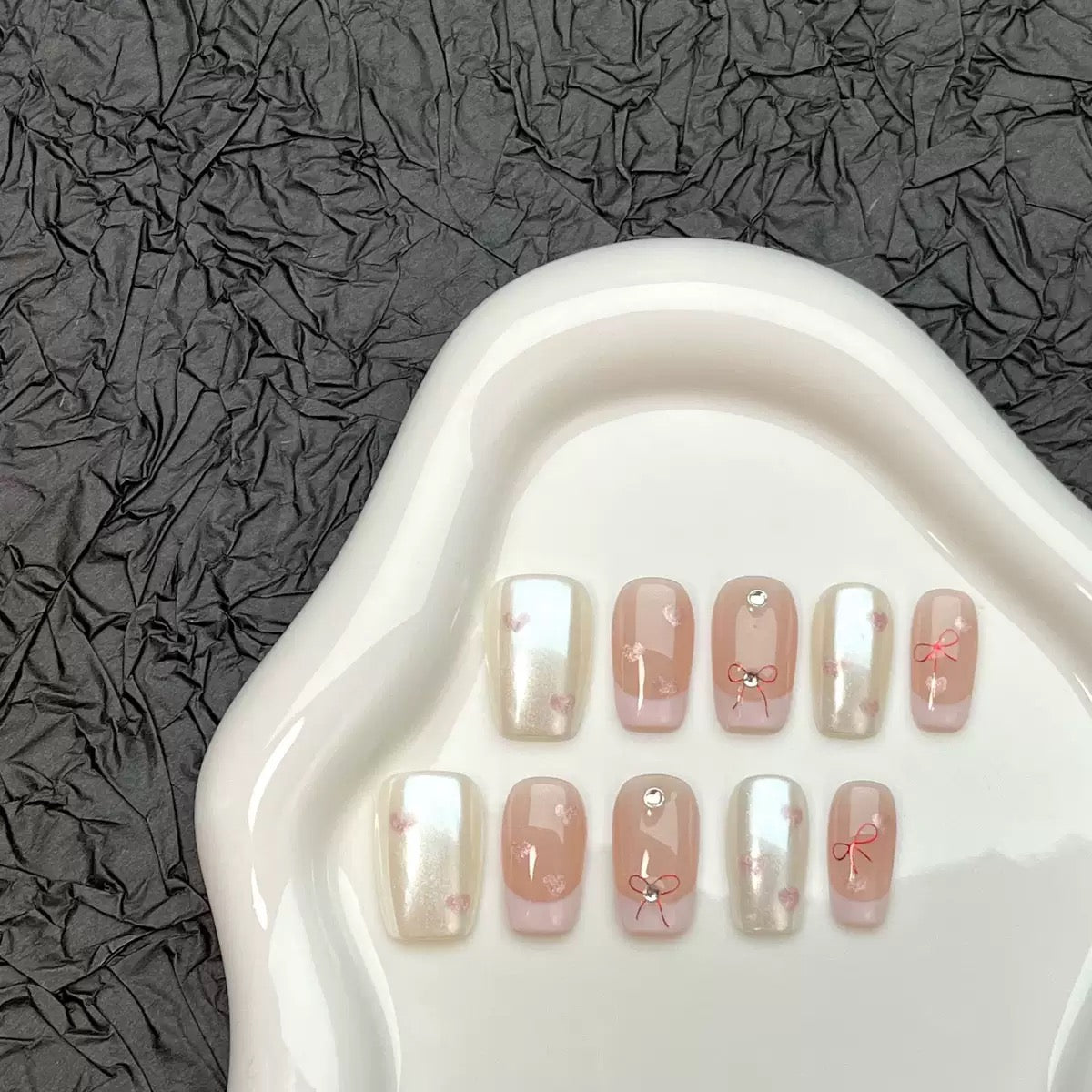 Sweet Bow Charm – Soft Pink Press-On Nails